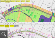 455 |   Gemeinde Laugna / Büro G+H IngenieurTeam - Neubau Rad-/Gehweg an der St 2036<br />LBP - Bestands-/Konfliktplan (oben), Maßnahmenplan (unten)