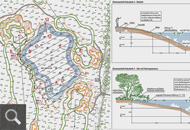 309  |  Golf- und Freizeitpark Bissenmoor / Detailplanung Naturteich - Lageplan und Schnitte